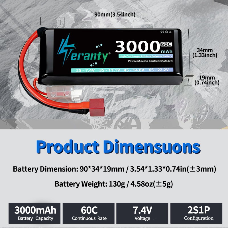 테란티 2S 3000mAh 리포 배터리 7.4V 60C - Drone Rcs 리뷰 및 가격
